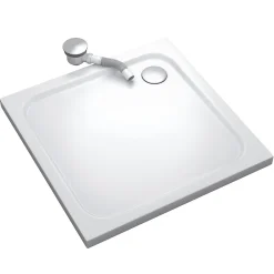 Receveur De Douche|Saniverre Receveur de douche SHIMMER 80 x 80 cm acrylique Blanc + bonde et siphon inclus -