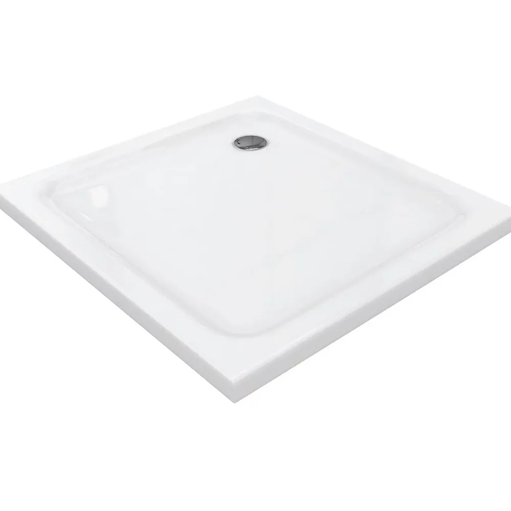 Receveur De Douche|Saniverre Receveur de douche SHIMMER 80 x 80 cm acrylique Blanc + bonde et siphon inclus -