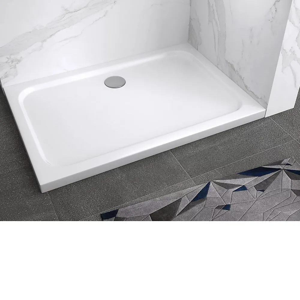 Receveur De Douche|Saniverre Receveur de douche SHIMMER 70 x 90 cm acrylique Blanc + bonde et siphon inclus -
