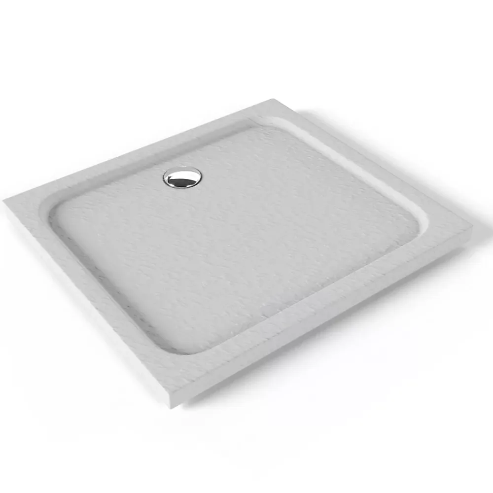 Saniverre Receveur de douche SHIMMER STONE 80 x 90 cm acrylique Blanc effet pierre + bonde et siphon inclus -