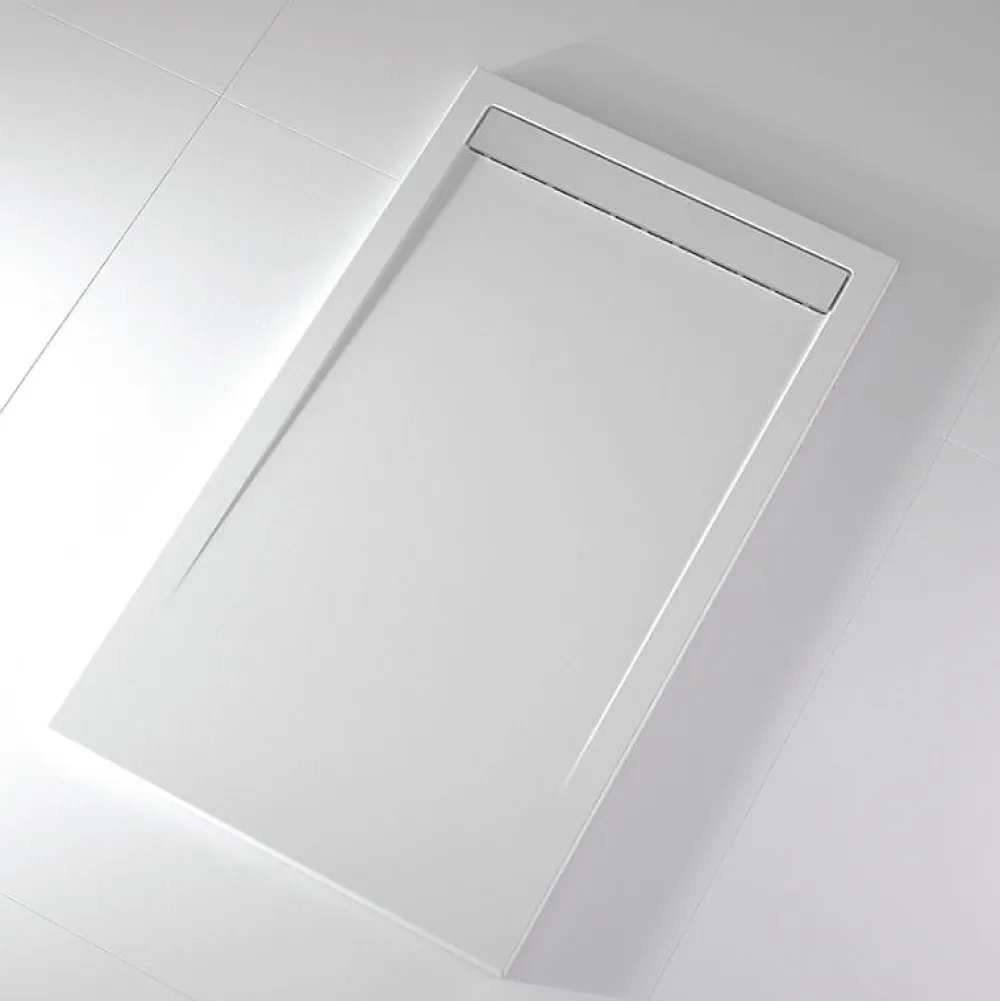 Receveur De Douche|Stano Receveur de douche 80x170 cm extra plat CLEVER en resine surface ardoisee blanc