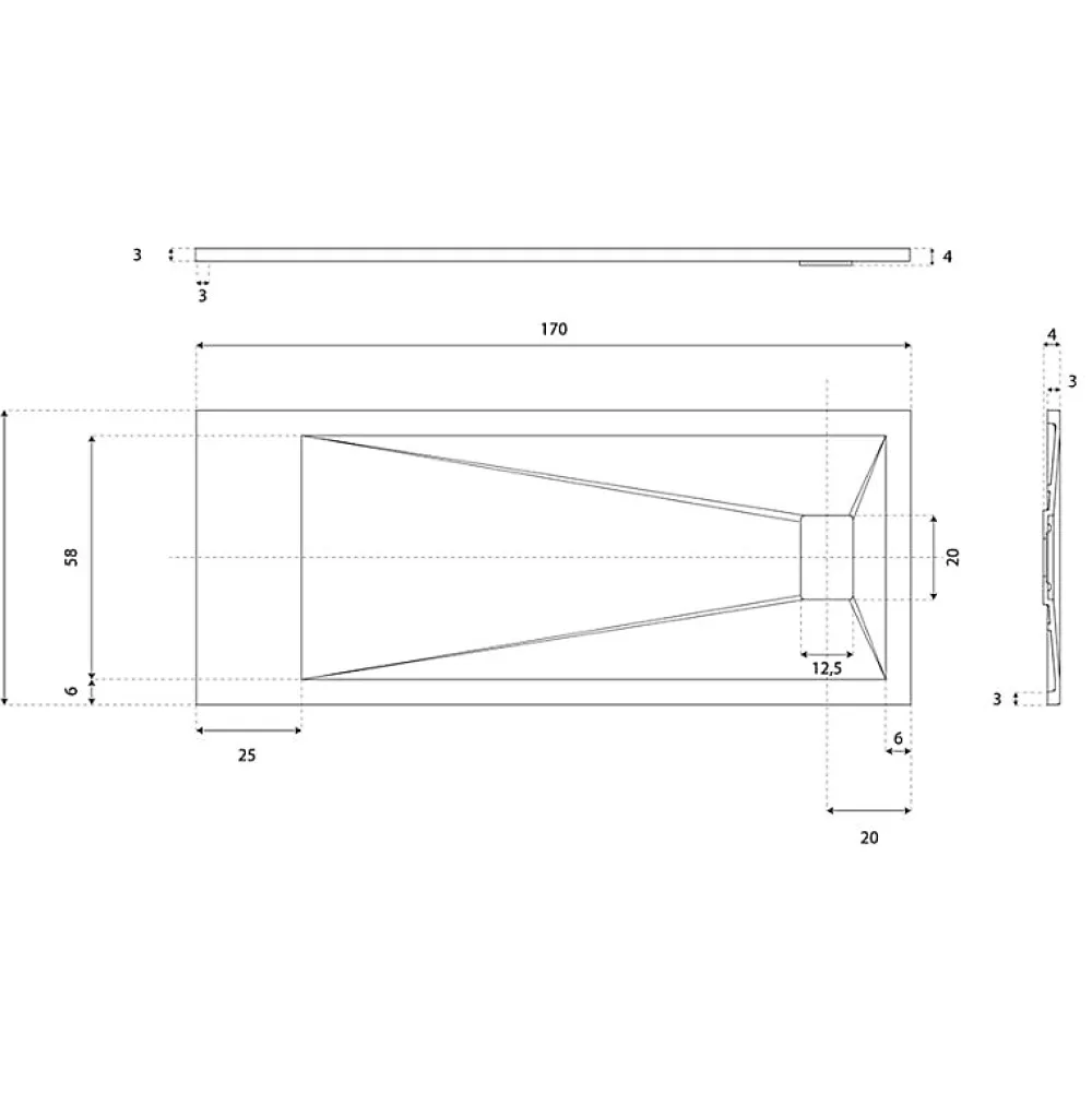 Receveur De Douche|Cuisibane Receveur de douche 170x70 cm extra plat - SAPHIR