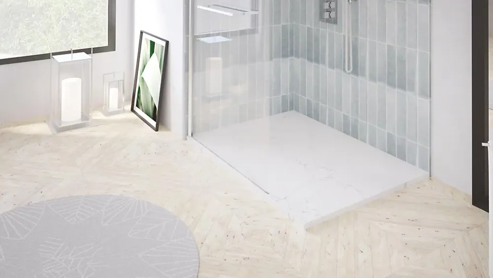 Receveur De Douche|Ayor Bathroom Receveur de douche 80x180 cm extra plat, résine et minéral, marbre blanc, Nola