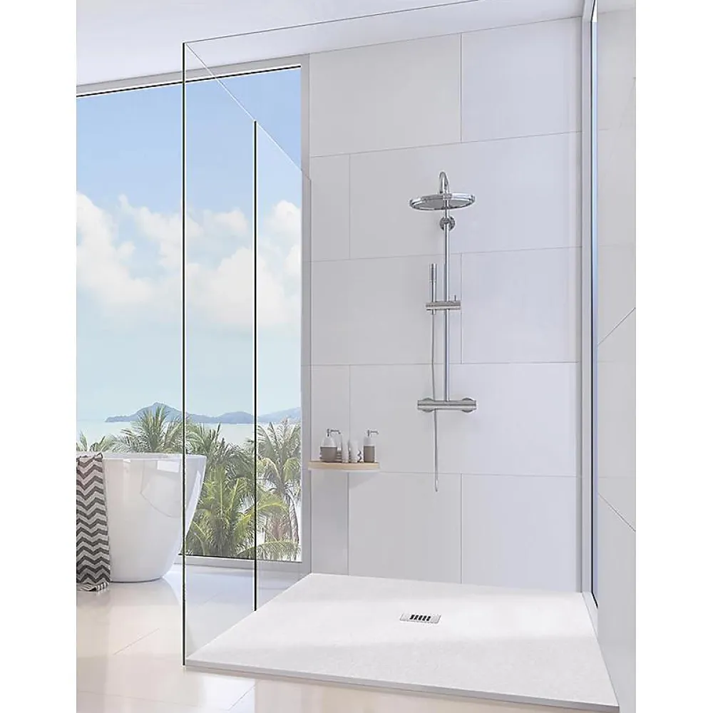 Receveur De Douche|Frascio New Tecnology Receveur de Douche 100X180 cm Ligne Vulcano Fin Blanc Perle Ral 1013 en Résine Synthétique et Poudre de Marbre - FRASCIO