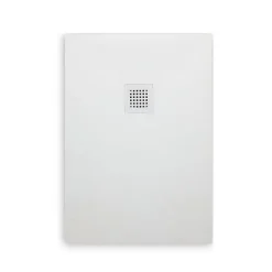Kiamami Valentina Receveur De Douche 90X70 En Résine Blanche, Avec Douchette En Acier Assortie Muse