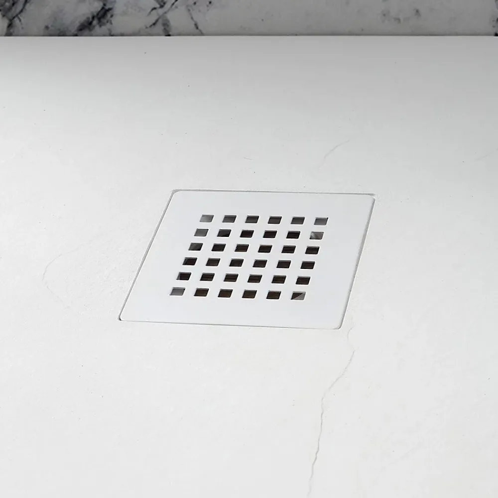 Receveur De Douche|Kiamami Valentina Receveur De Douche 70X70 En Résine Blanche Effet Pierre Avec Paroi De Douche Muse