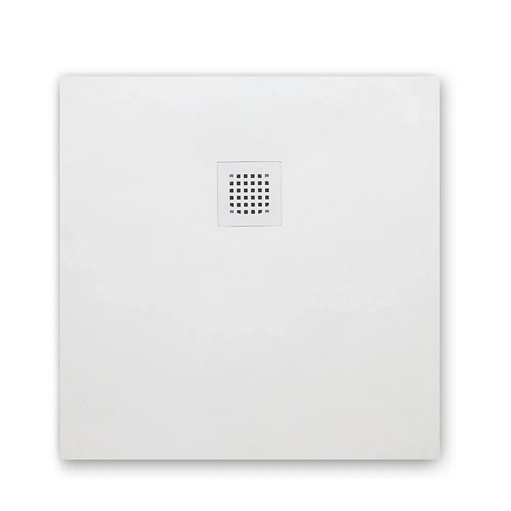 Receveur De Douche|Kiamami Valentina Receveur De Douche 70X70 En Résine Blanche Effet Pierre Avec Paroi De Douche Muse