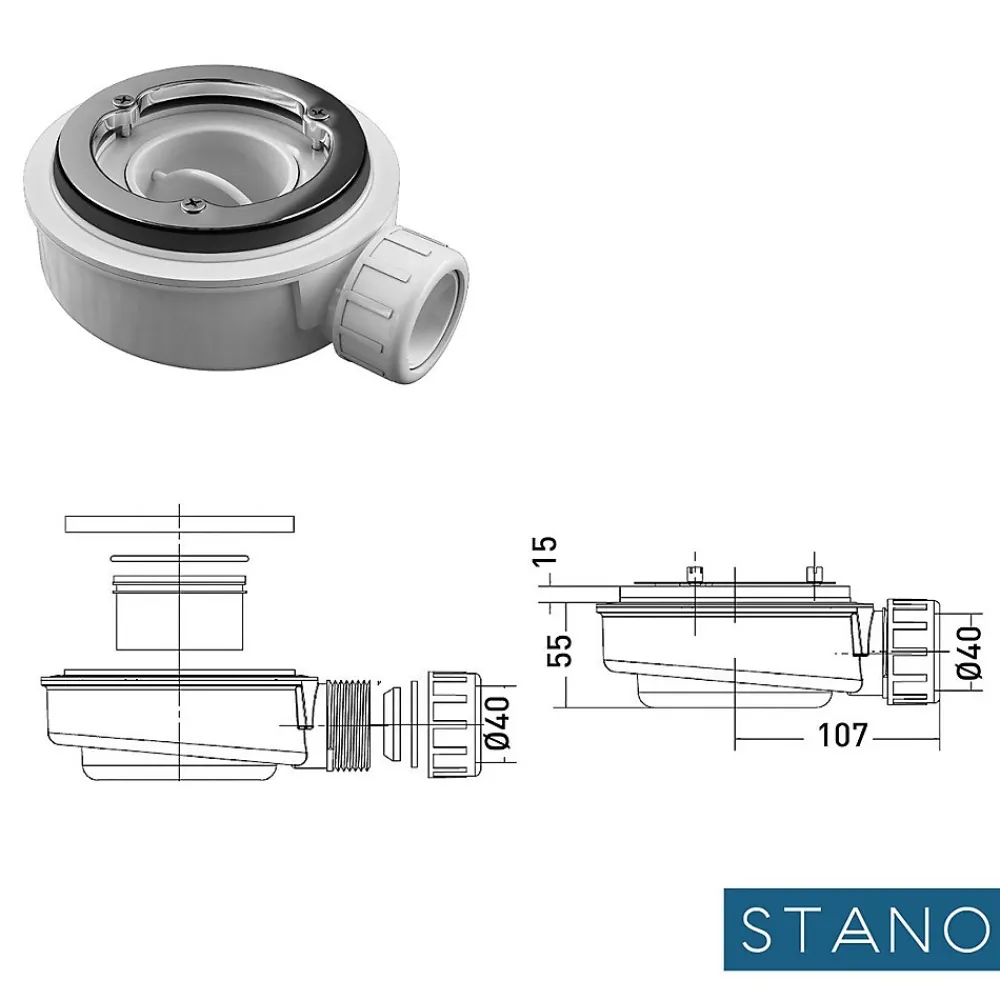 Receveur De Douche|Stano Receveur de douche 90x170cm extra plat MADISON en resine surface ardoisee beton