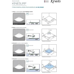 Kinedo Receveur Kinesurf découpable 120x90 blanc aspect pierre avec cache-bonde assorti et bonde extra-plate
