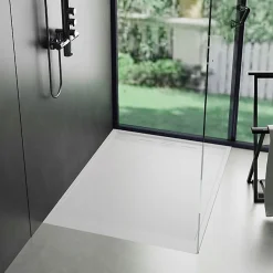Receveur De Douche|Essebagno Receveur Résine 120 x 80 Façon Ardoise Blanc