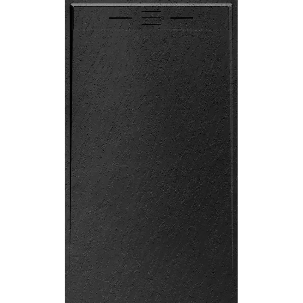 Receveur De Douche|Essebagno Receveur Résine 120 x 80 Façon Ardoise Noir