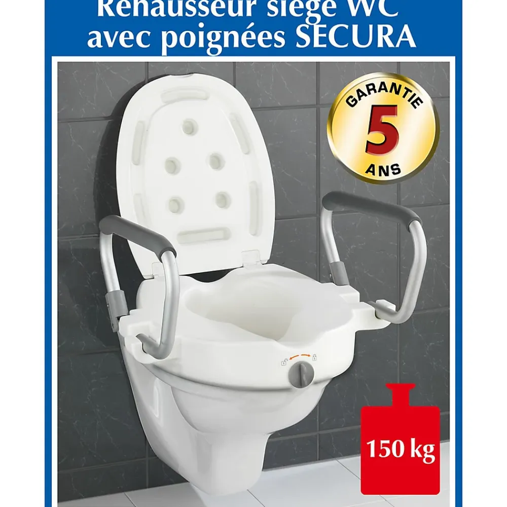 Wenko Rehausseur avec poignées pour abattant WC Secura - Plastique