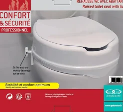 Godonnier Réhausse WC avec couvercle plastique blanc 10 cm
