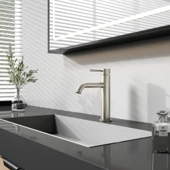 Robinet Lave-Mains|Dileci Robinet à bec court - Nickel brossé,Chrome -