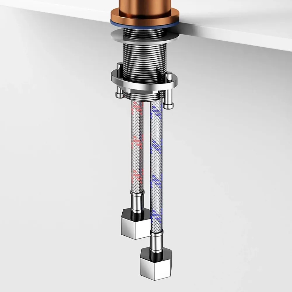 Robinet Lavabo Et Vasque|Dileci Robinet à bec haut 30 cm, Finition cuivre brossé (Rose Gold)