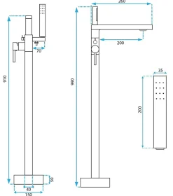 Rea Robinet autoportant Flores Chrome