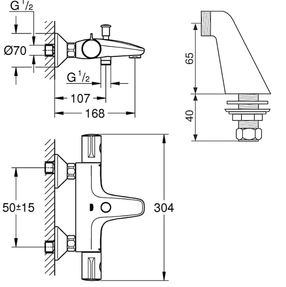 Robinet De Baignoire|Grohe Robinet bain thermostatique Grohtherm 800 avec colonnettes