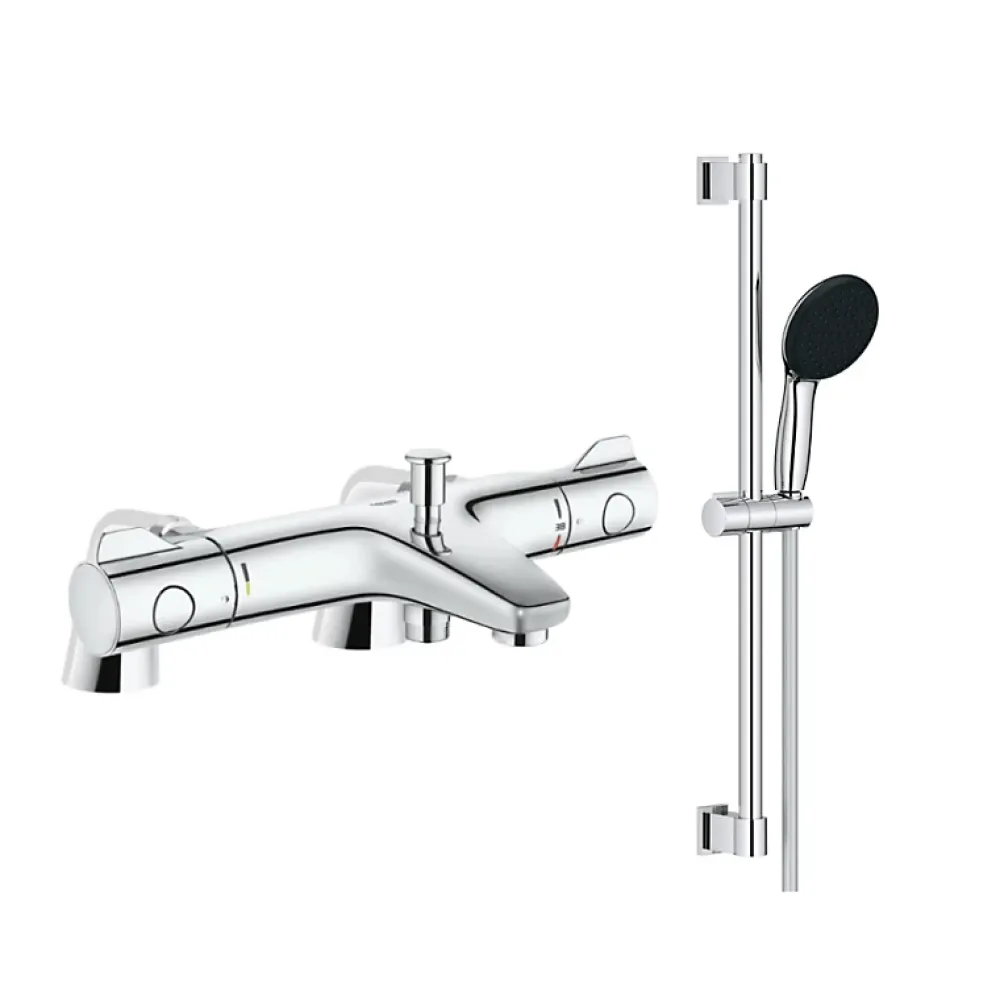 Grohe Robinet bain thermostatique Grohtherm 800 avec ensemble de douche 2 jets et colonnettes