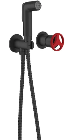 Sea-Horse Robinet Bidet Douchette Noir Mural Loftea Black + Rouge