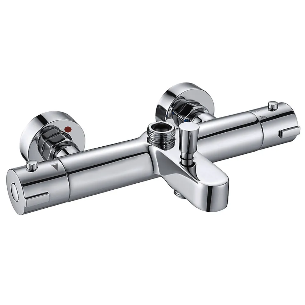 Kibath Robinet colonne sortie bain (robinet seul) thermostatique finition BUS chrome poli en laiton