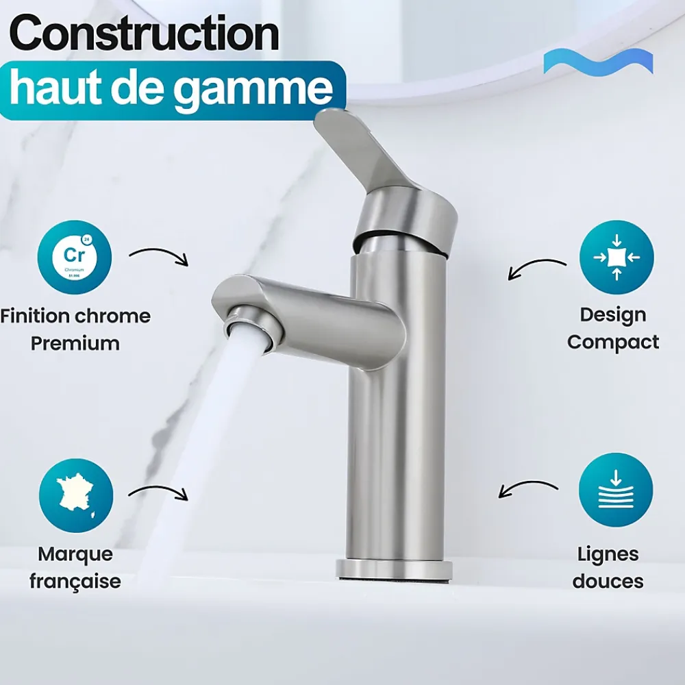 Robinet Lave-Mains|Dileci Robinet Compact lave-mains couleur Chrome -