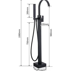 Colonne De Douche Mécanique|Homelody Robinet de Baignoire Cascade sur Pied Montage au Sol avec Douchette, pour Bain et Douche