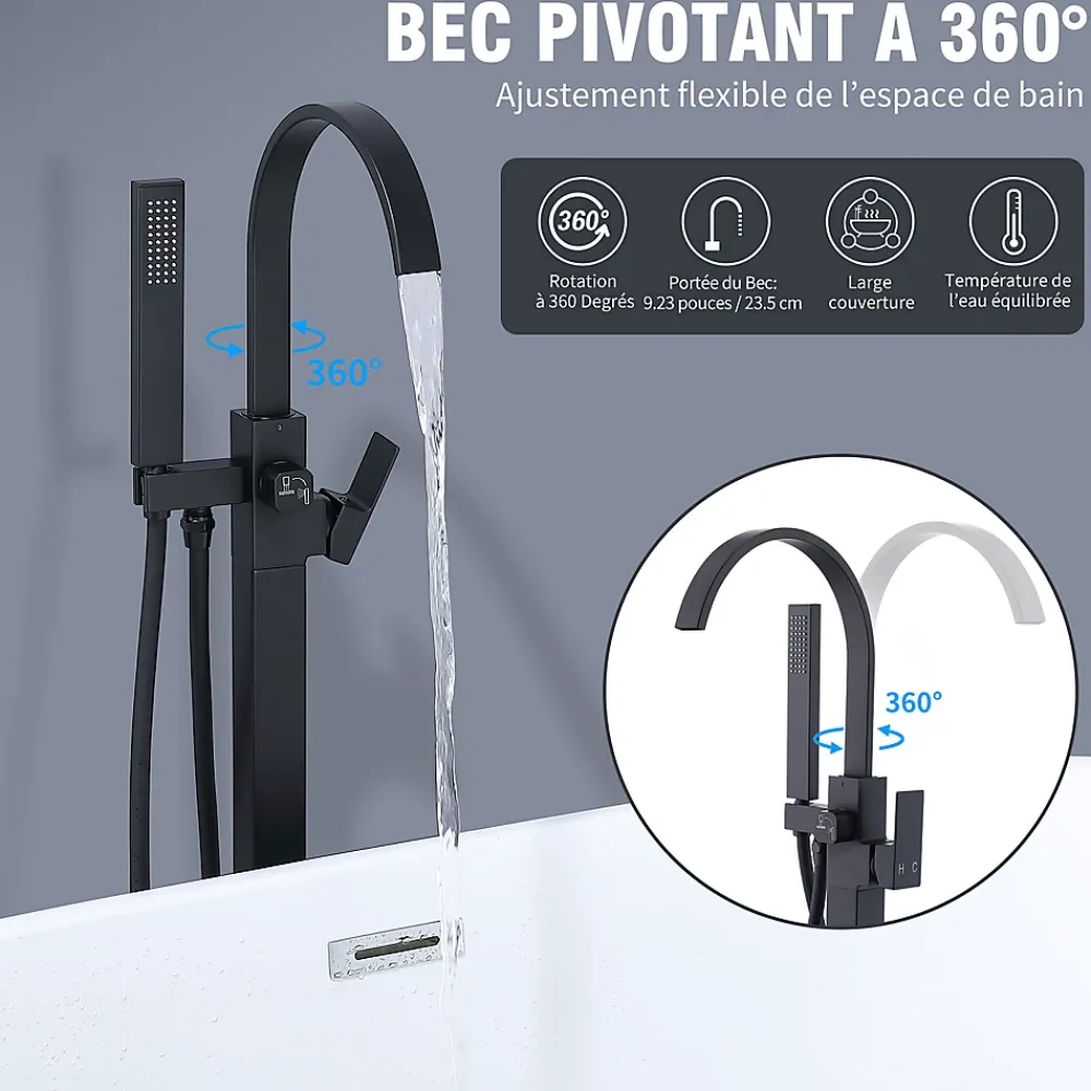 Colonne De Douche Mécanique|Homelody Robinet de Baignoire Cascade sur Pied Montage au Sol avec Douchette, pour Bain et Douche