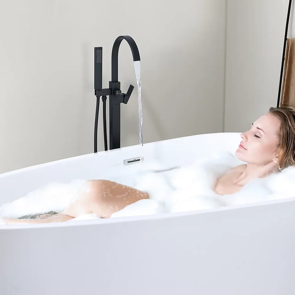 Colonne De Douche Mécanique|Homelody Robinet de Baignoire Cascade sur Pied Montage au Sol avec Douchette, pour Bain et Douche