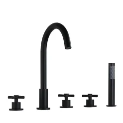 Robinet De Baignoire|Hudor Robinet de baignoire fixation sur plage 01209 en laiton noir collection Céphise