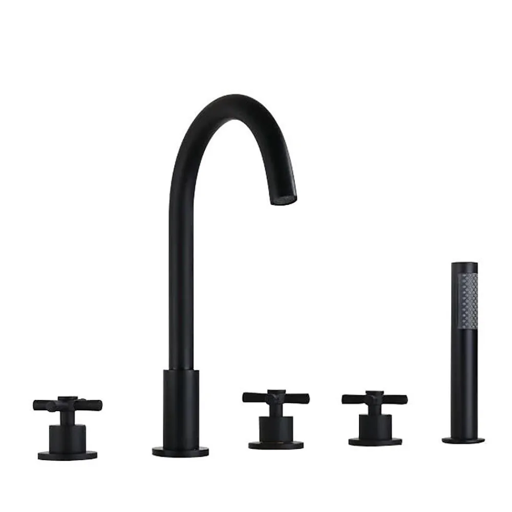 Robinet De Baignoire|Hudor Robinet de baignoire fixation sur plage 01209 en laiton noir collection Céphise