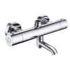 Robinet De Baignoire|Kibath Robinet de colonne de douche thermostatique AVEC BEC, finition chrome poli, en laiton