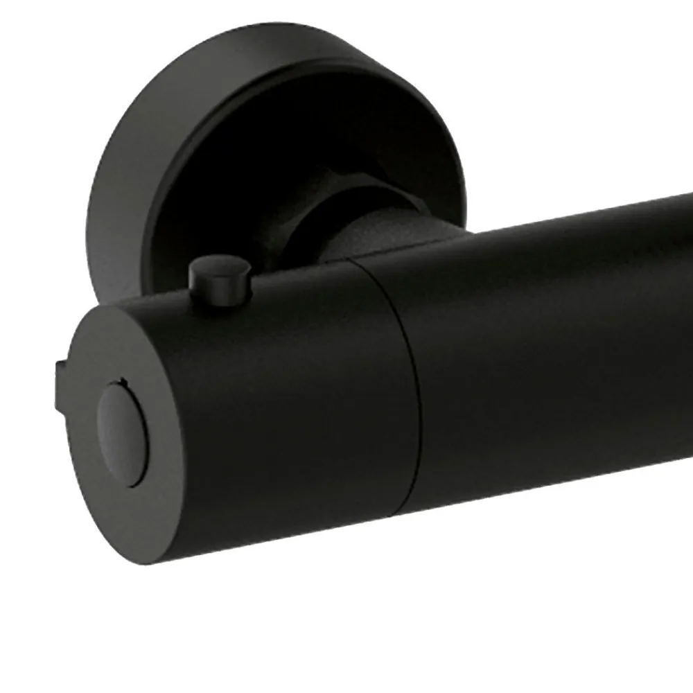 Kibath Robinet de colonne de douche thermostatique avec finition NOIR mat en laiton
