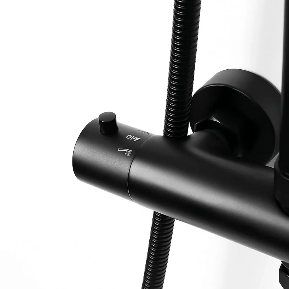 Kibath Robinet de colonne de douche thermostatique avec finition NOIR mat en laiton