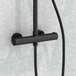 Kibath Robinet de colonne de douche thermostatique avec finition NOIR mat en laiton