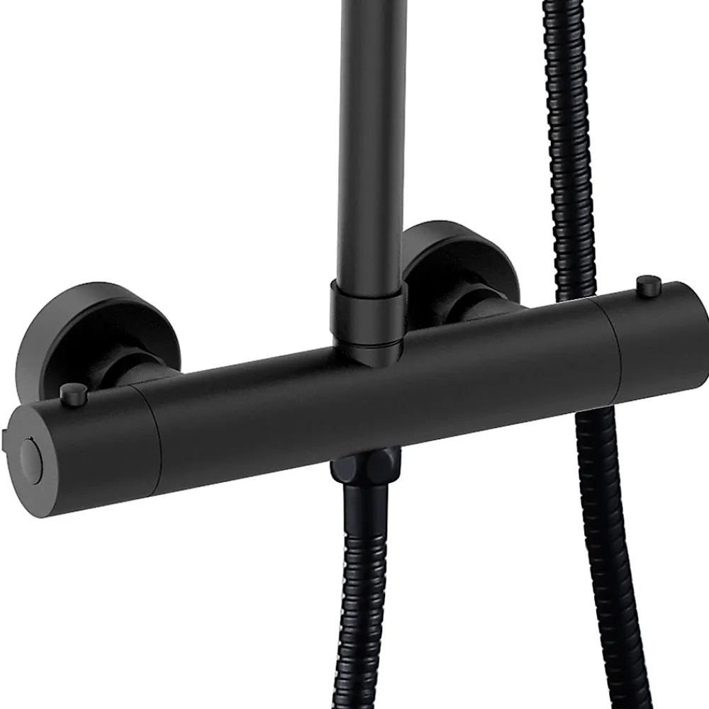 Kibath Robinet de colonne de douche thermostatique avec finition NOIR mat en laiton