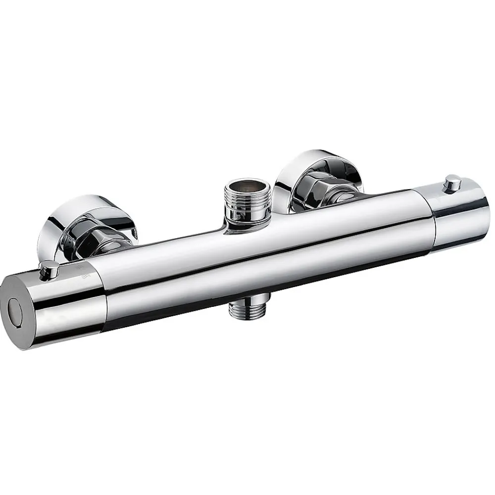 Kibath Robinet de colonne de douche thermostatique avec finition chromée brillante en laiton