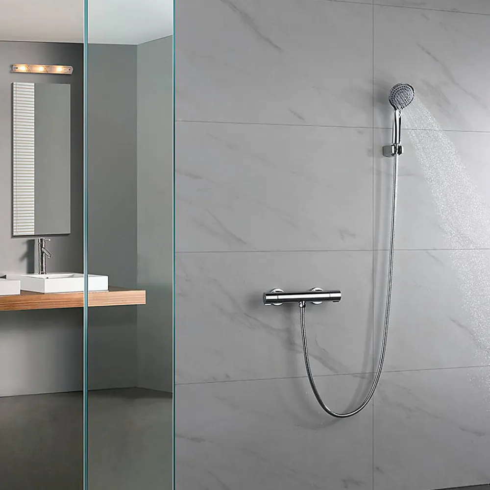 Robinet De Douche|Kibath Robinet de douche avec leviers thermostatiques en laiton, PAR, finition chrome poli, en laiton