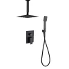 Robinet De Douche|Kibath Robinet de douche encastré, monocommande pour montage au plafond CHE carré, finition NOIR mat, en laiton