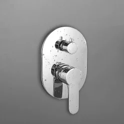 Kibath Robinet de douche encastré, mural, monocommande, SIX rond, finition chrome poli, en laiton