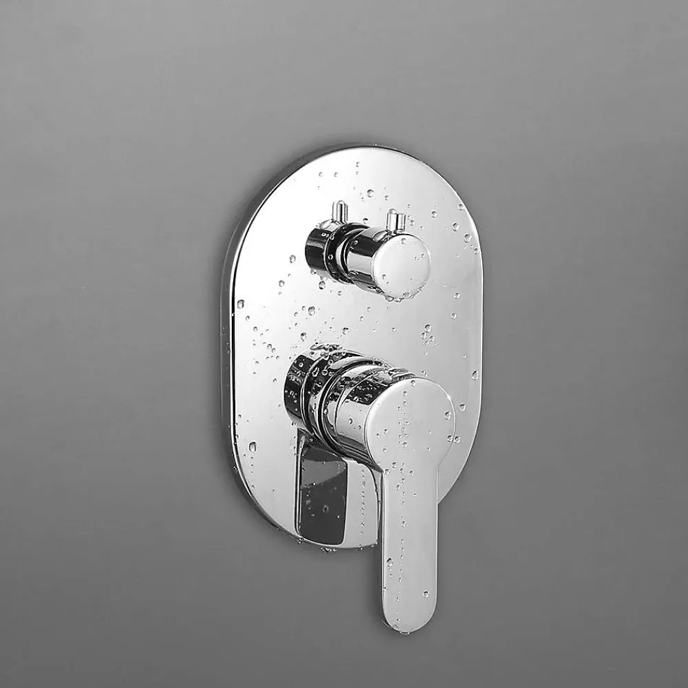 Kibath Robinet de douche encastré, mural, monocommande, SIX rond, finition chrome poli, en laiton