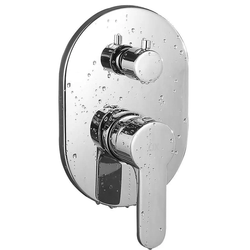 Kibath Robinet de douche encastré, mural, monocommande, SIX rond, finition chrome poli, en laiton