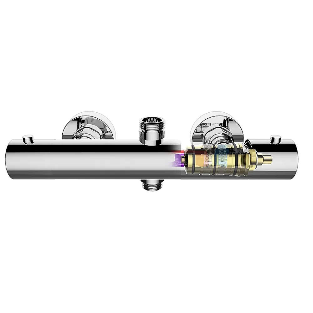 Robinet De Douche|Kibath Robinet de douche thermostatique à effet froid, finition chrome brillant, en laiton