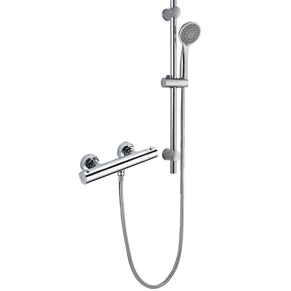 Robinet De Douche|Kibath Robinet de douche thermostatique ORTE avec barre de douche, finition chrome poli, en laiton