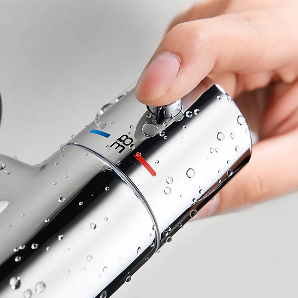 Robinet De Douche|Kibath Robinet de douche thermostatique ORTE avec barre de douche, finition chrome poli, en laiton