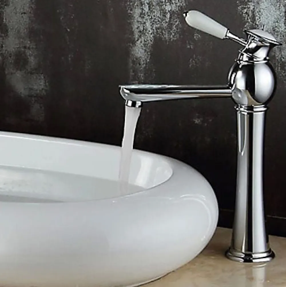 Robinet Lave-Mains|Kroos Robinet de lavabo à poignée unique, finition en chrome