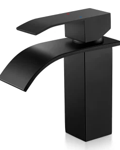 Robinet Lavabo Et Vasque|Anycée Max Robinet de Lavabo Cascade, Noir Mitigeur de Lavabo, ANYCEE MAX Robinet de Salle de Bain, Lave-mains Monocommande
