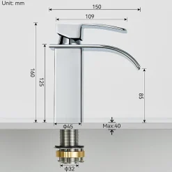 Cecipa Max Robinet de Lavabo Cascade, Mitigeur de Lavabo, Robinet de Salle de Bain, Lave-mains Monocommande
