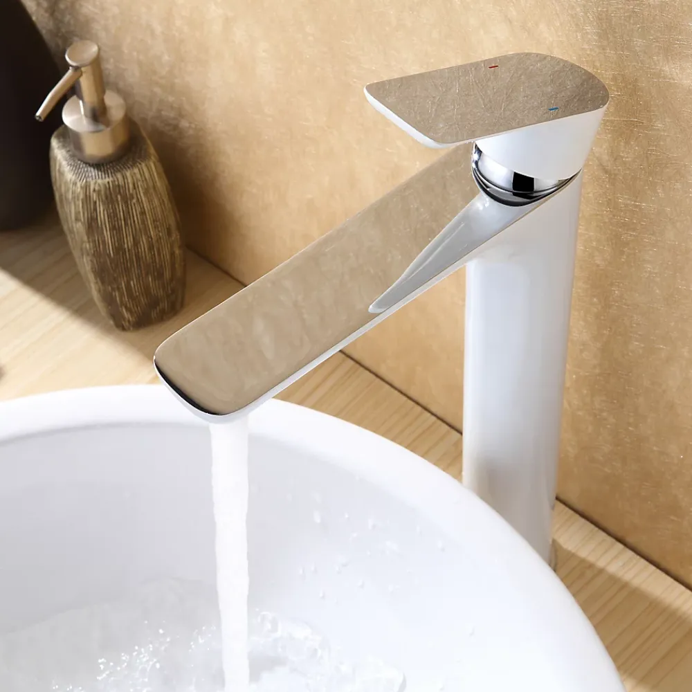 Bernstein Robinet de lavabo de haute qualité Robinet de Salle de bain 4025CW en blanc/chrome brillant