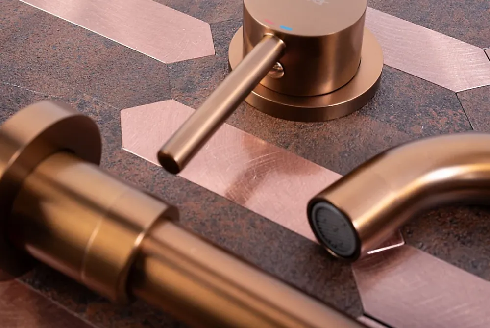 Robinet Lave-Mains|Rea Robinet de lavabo encastré Lungo Long brushed copper + box