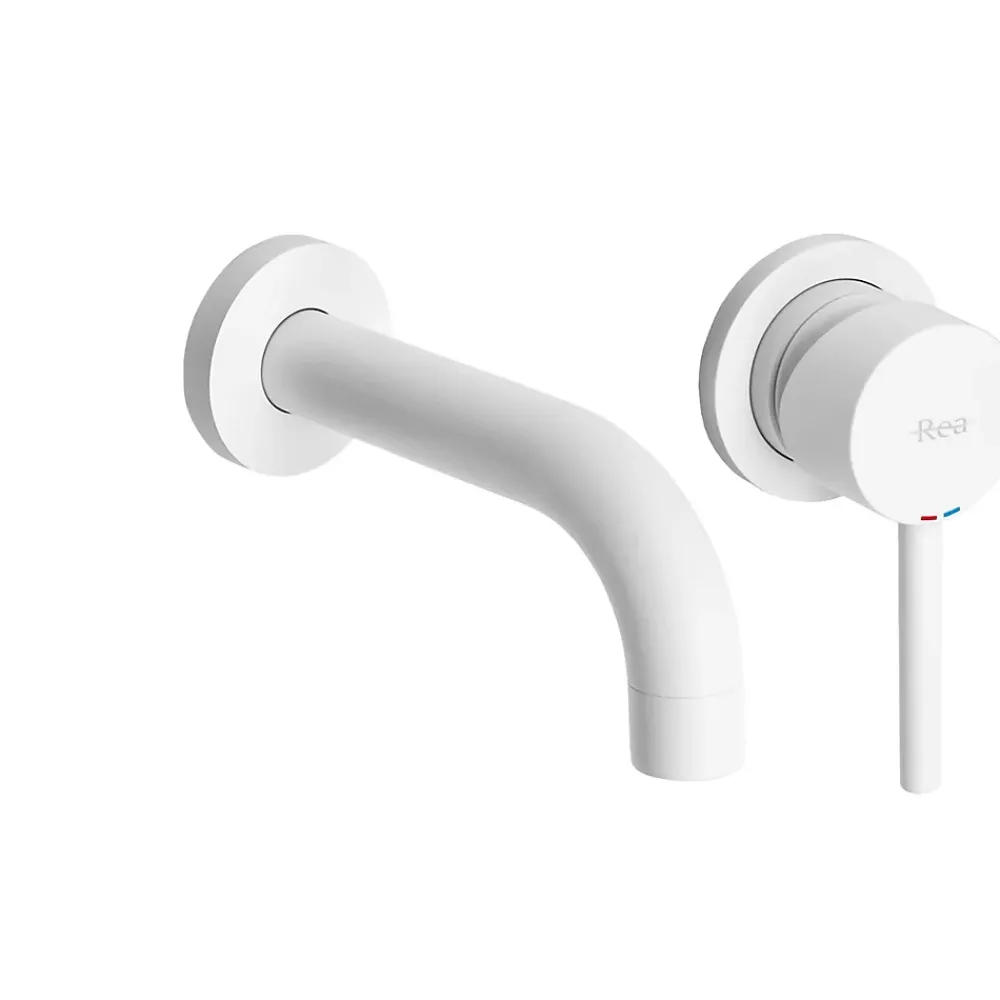 Robinet Lavabo Et Vasque|Rea Robinet de lavabo encastré Lungo white mat + box